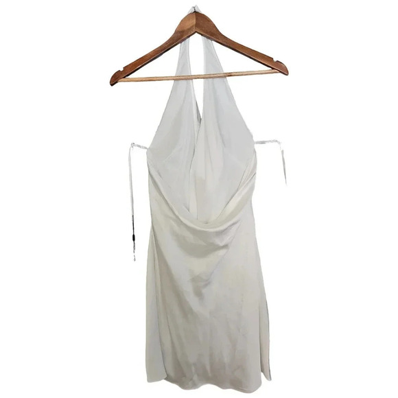Ieena for Mac Duggal Plunging Halter Neck Dress White Size 4 NWT - Picture 7 of 12